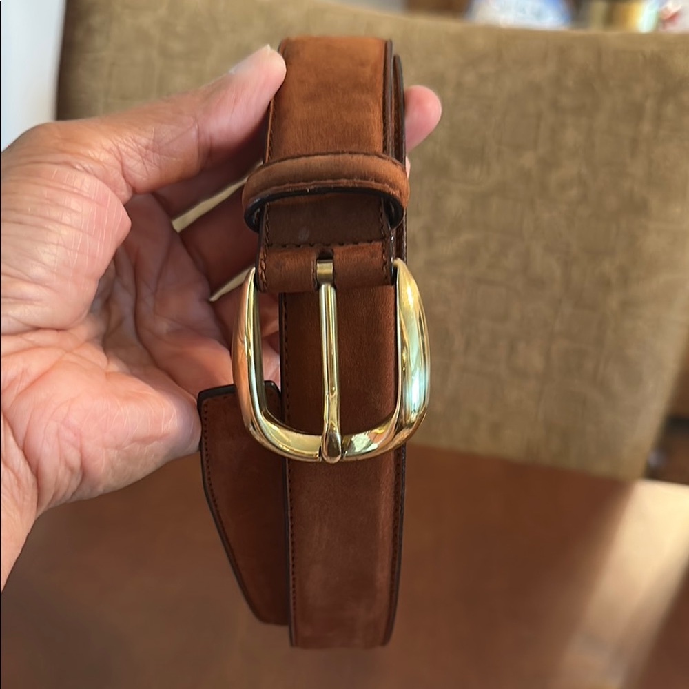 Salvatore Ferragamo Brown and Gold Leather Belt